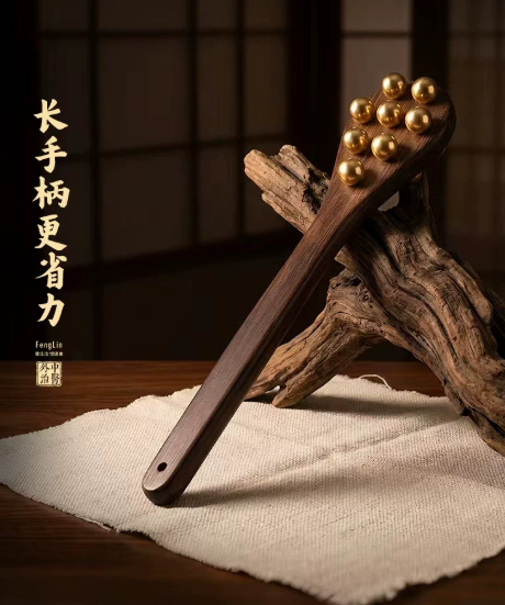 匠心手作 ·黄铜按摩敲背锤经络敲打锤拍八虚棒鸡翅木锤背肩颈板