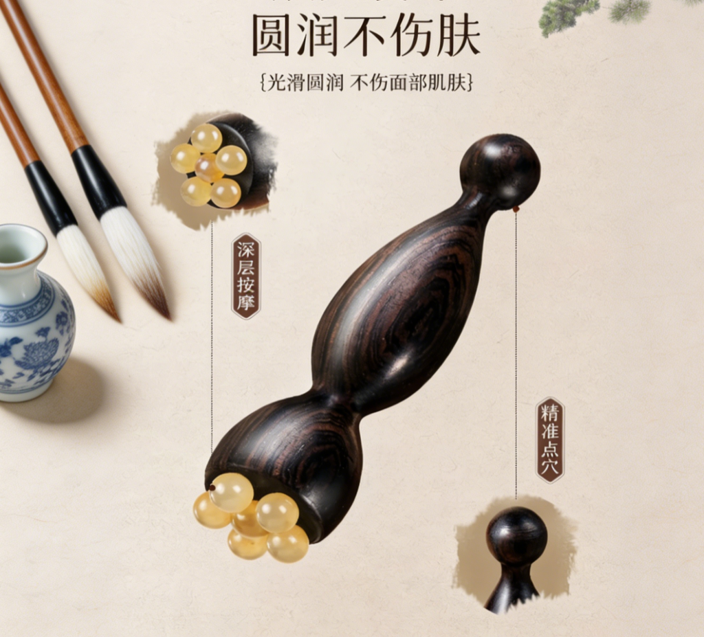 匠心手作 · 纯天然朱雀三啄工具-羊角点穴拨筋棒